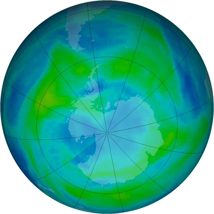 Antarctic ozone map for 11 April 1999